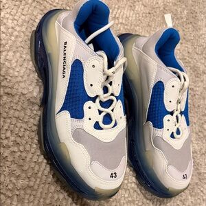 Balenciaga Kids White and Blue Sneakers